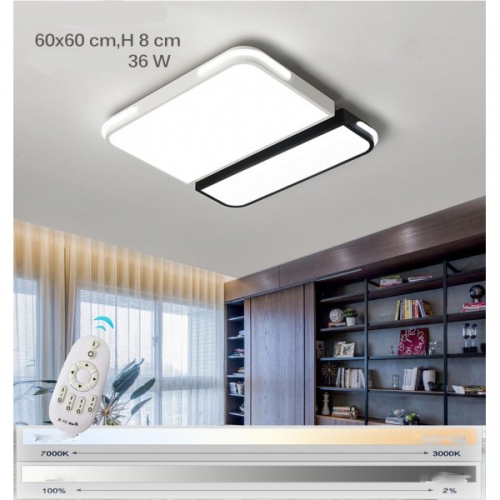 Plafon LED biało czarny 60x60cm 36Watt z pilotem - P109